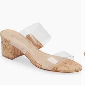 SCHUTZ VICTORIE SANDAL cork and transparent